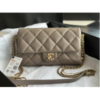 Reasonable Price CHANEL FLAP BAG Lambskin & Gold-Tone Metal AS2563 gray