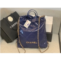 Promotional LARGE BACK PACK CHANEL 22 AS3313 DARK BLUE&GOLD