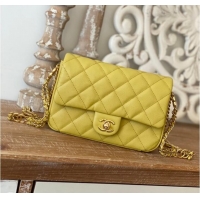 Super Quality Chanel MINI FLAP BAG Grained Calfskin & Gold-Tone Metal AS3757 yellow