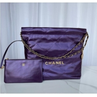 Top Grade CHANEL 22 HANDBAG AS3260 deep purple