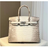 Promotional Hermes Birkin 30CM Original South African Nile Crocodile Leather Bag BK25 White&Gray