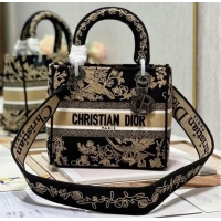 Super Quality MEDIUM LADY D-LITE BAG Embroidery M0565 black