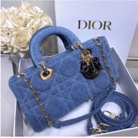 Reasonable Price DIOR MEDIUM LADY D-JOY BAG Cannage Denim M0540O blue