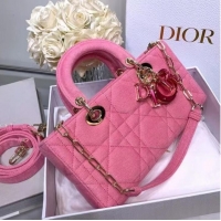 Famous Brand DIOR MEDIUM LADY D-JOY BAG Cannage Denim M0540O pink