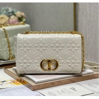 Top Design MEDIUM DIOR CARO BAG Cannage Calfskin with Diamond Motif M9241UW white&gold