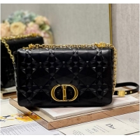 Famous Brand MEDIUM DIOR CARO BAG Cannage Calfskin with Diamond Motif M9241UW black&gold