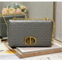 Good Product MEDIUM DIOR CARO BAG Cannage Calfskin with Diamond Motif M9241UW gray&gold