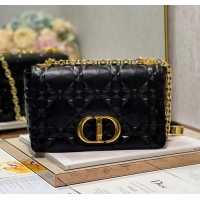 Good Product MEDIUM DIOR CARO BAG Cannage Calfskin with Diamond Motif M9242UW black&gold