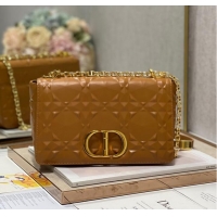 Famous Brand MEDIUM DIOR CARO BAG Cannage Calfskin with Diamond Motif M9242UW brown&gold