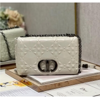 Famous Brand MEDIUM DIOR CARO BAG Cannage Calfskin with Diamond Motif M9242UW white&black