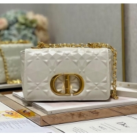 Trendy Design SMALL DIOR CARO BAG Cannage Calfskin with Diamond Motif M9243UW white&gold