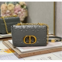 Top Quality SMALL DIOR CARO BAG Cannage Calfskin with Diamond Motif M9243UW gray&gold