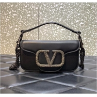 Super Quality VALENTINO MINI LOCO imitation crystal shoulder bag WB0K53K BLACK