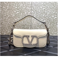 Promotional VALENTINO MINI LOCO imitation crystal shoulder bag WB0K53K ivory