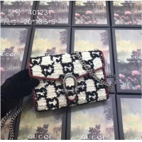 Sumptuous Gucci Dionysus GG Tweed Super Mini Shoulder Bag 476432 White/Black 2019