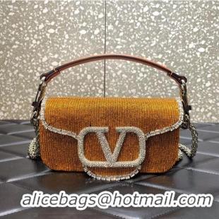 Good Product Valentino MINI LOCO imitation crystal shoulder bag WB0K55 Gold