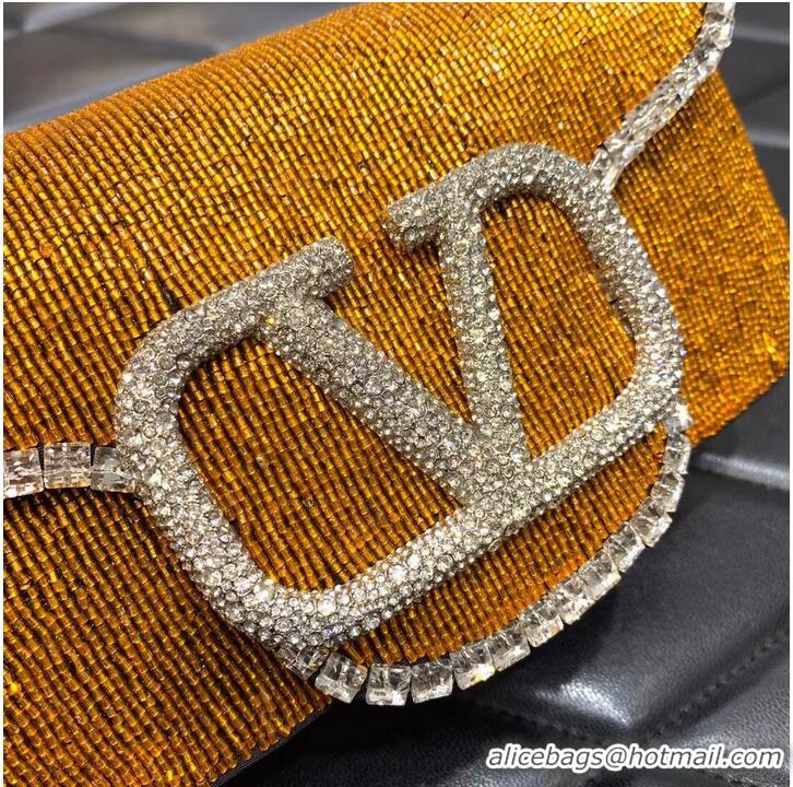 Good Product Valentino MINI LOCO imitation crystal shoulder bag WB0K55 Gold