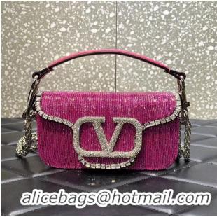 Good Looking Valentino MINI LOCO imitation crystal shoulder bag WB0K55 Pink