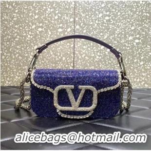 Popular Style Valentino MINI LOCO imitation crystal shoulder bag WB0K55 Purple