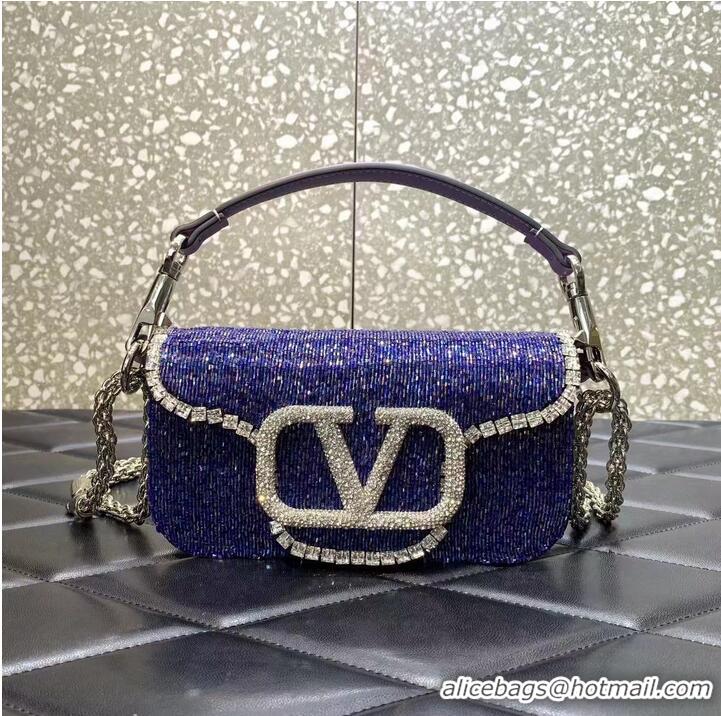 Popular Style Valentino MINI LOCO imitation crystal shoulder bag WB0K55 Purple