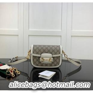 Famous Brand Gucci Horsebit 1955 GG mini bag 658574 white