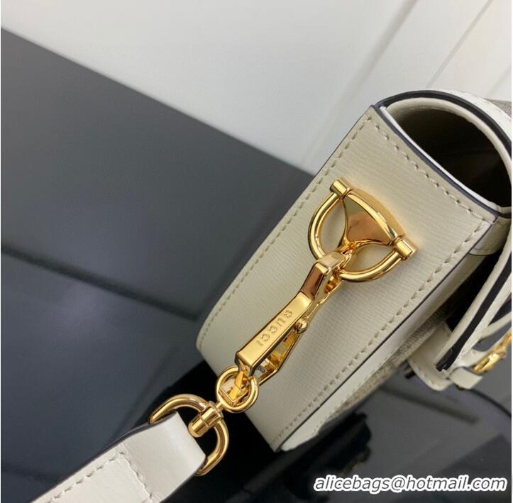 Famous Brand Gucci Horsebit 1955 GG mini bag 658574 white