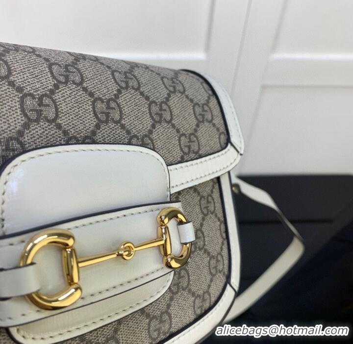 Famous Brand Gucci Horsebit 1955 GG mini bag 658574 white