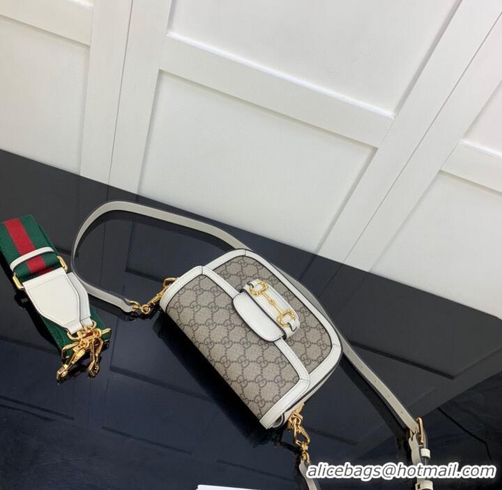 Famous Brand Gucci Horsebit 1955 GG mini bag 658574 white