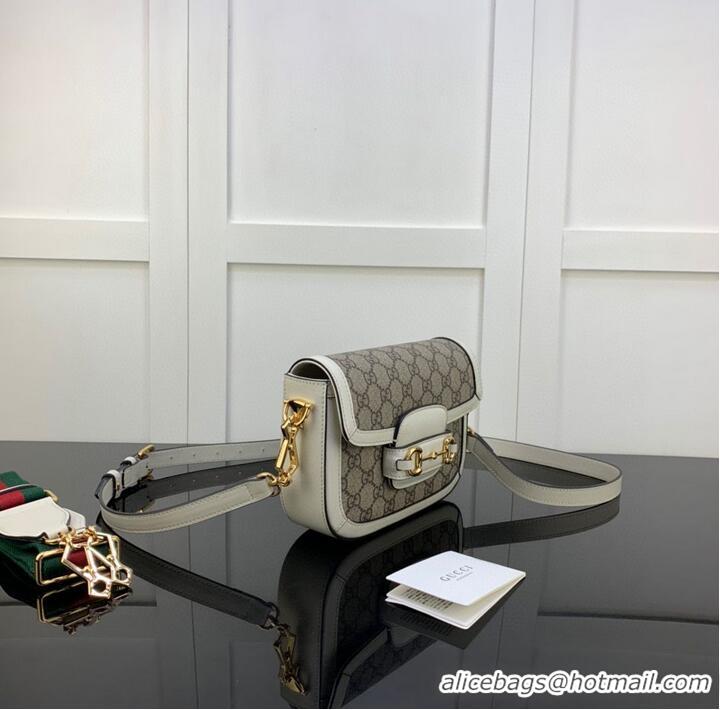 Famous Brand Gucci Horsebit 1955 GG mini bag 658574 white