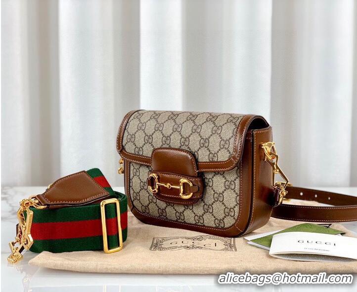 Unique Discount Gucci Horsebit 1955 GG mini bag 658574 brown