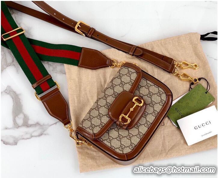 Unique Discount Gucci Horsebit 1955 GG mini bag 658574 brown