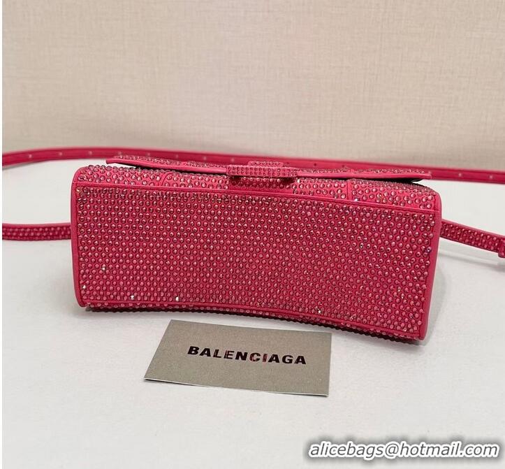 Top Design Balenciaga WOMENS HOURGLASS XS HANDBAG WITH RHINESTONES 283328 IN PINK