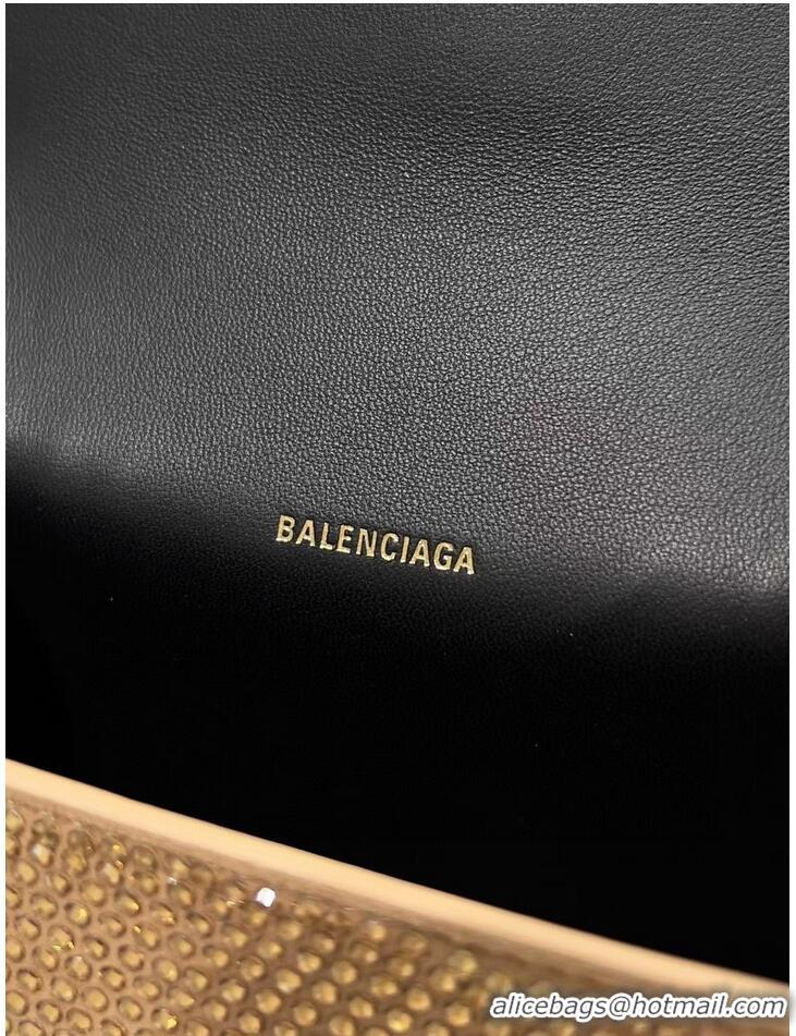 Well Crafted Balenciaga WOMENS HOURGLASS XS HANDBAG WITH RHINESTONES 283328 IN gold