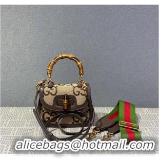 Famous Brand Gucci Bamboo 1947 Jumbo GG Mini Top Handle Bag 686864 Brown