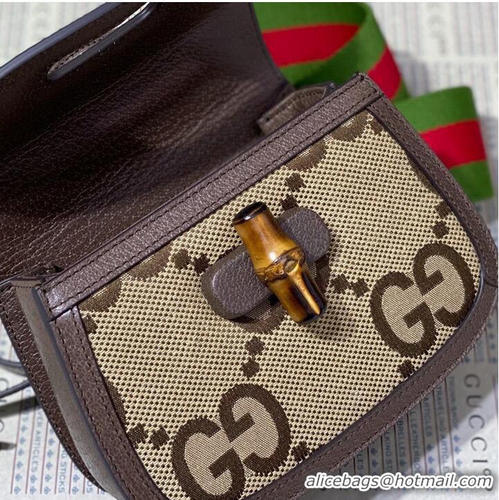 Famous Brand Gucci Bamboo 1947 Jumbo GG Mini Top Handle Bag 686864 Brown