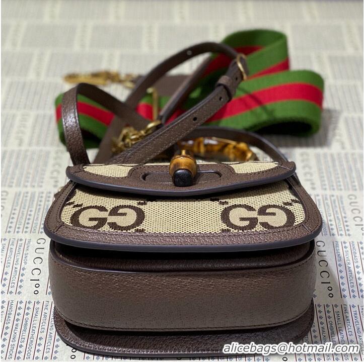 Famous Brand Gucci Bamboo 1947 Jumbo GG Mini Top Handle Bag 686864 Brown