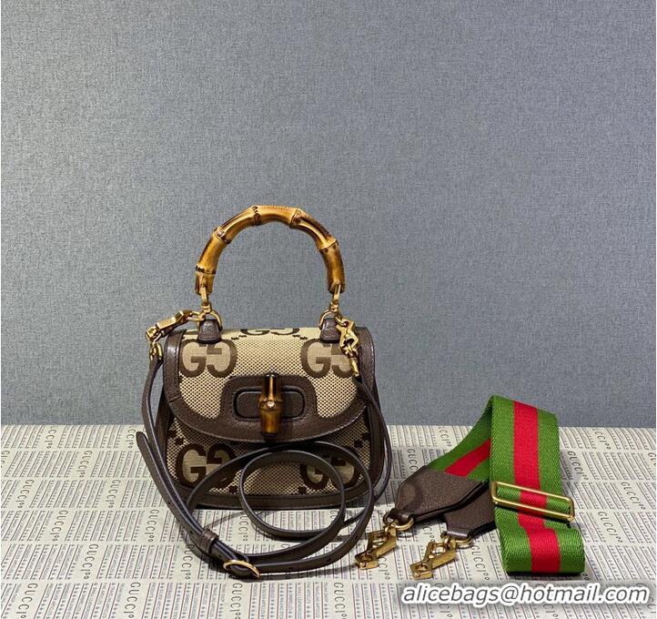 Famous Brand Gucci Bamboo 1947 Jumbo GG Mini Top Handle Bag 686864 Brown