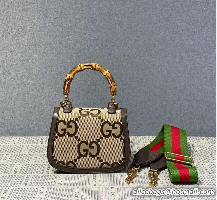 Famous Brand Gucci Bamboo 1947 Jumbo GG Mini Top Handle Bag 686864 Brown