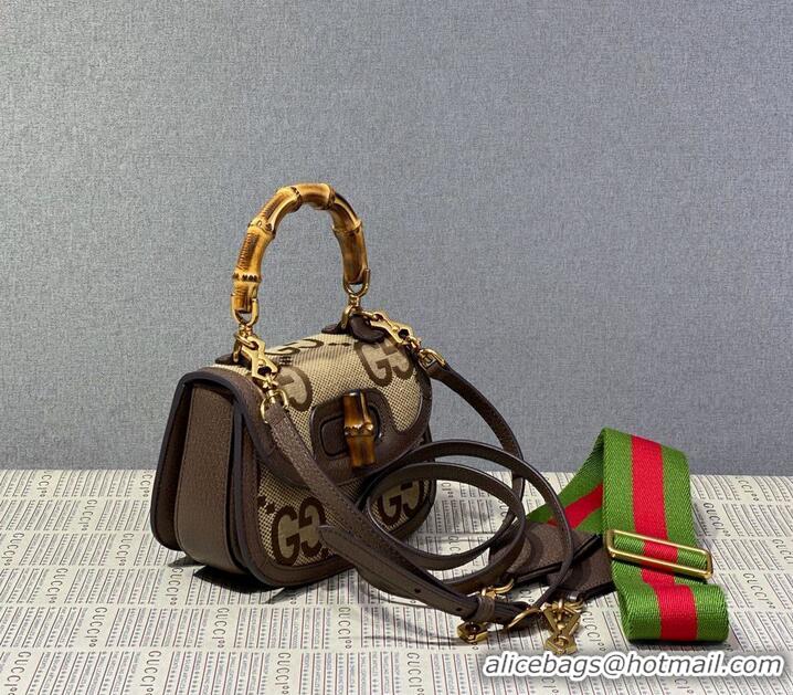 Famous Brand Gucci Bamboo 1947 Jumbo GG Mini Top Handle Bag 686864 Brown