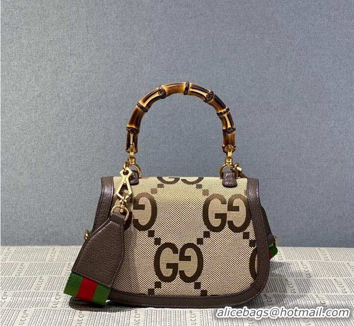 Good Product Gucci Bamboo 1947 Jumbo Small GG Top Handle Bag 675797 Brown