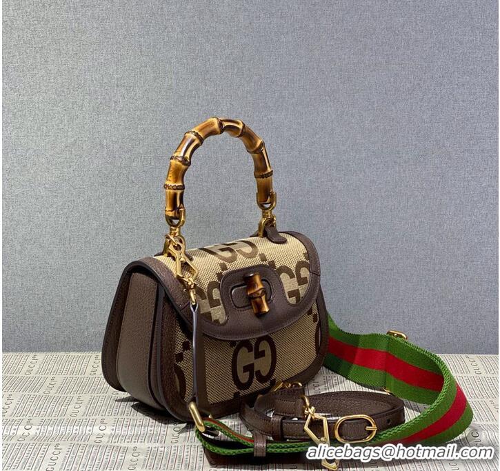 Good Product Gucci Bamboo 1947 Jumbo Small GG Top Handle Bag 675797 Brown