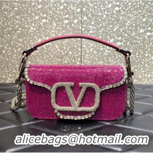 Most Popular VALENTINO MINI LOCO imitation crystal shoulder bag WB0K53SL pink