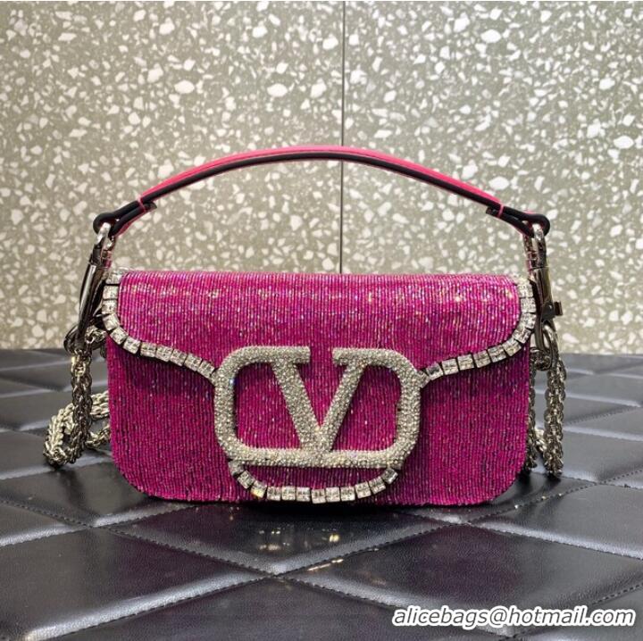 Most Popular VALENTINO MINI LOCO imitation crystal shoulder bag WB0K53SL pink