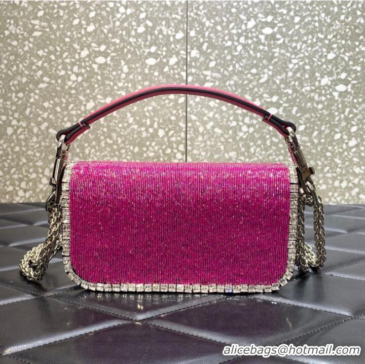 Most Popular VALENTINO MINI LOCO imitation crystal shoulder bag WB0K53SL pink