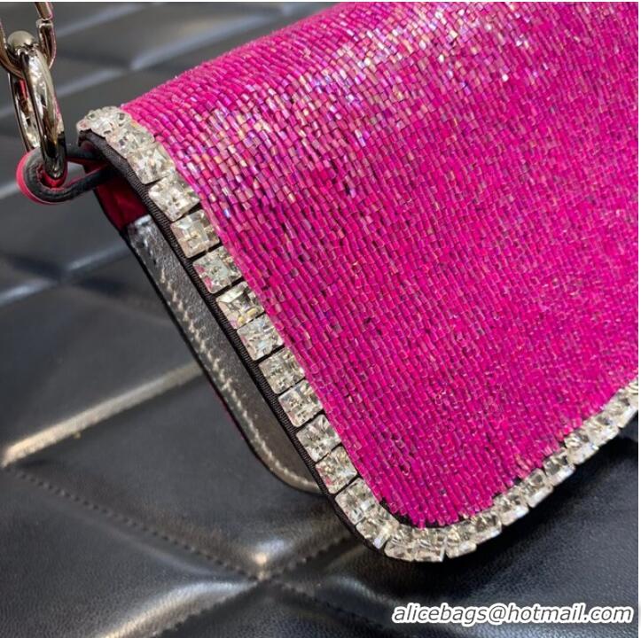 Most Popular VALENTINO MINI LOCO imitation crystal shoulder bag WB0K53SL pink