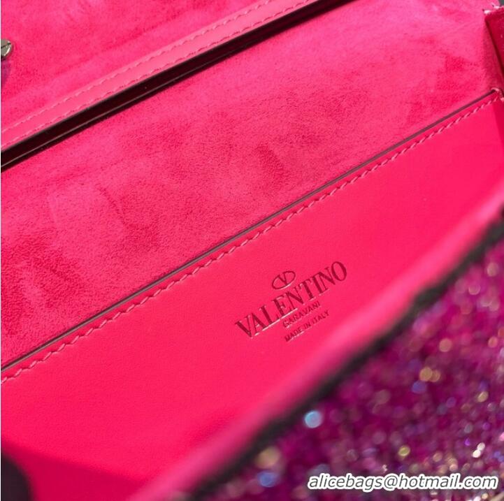 Most Popular VALENTINO MINI LOCO imitation crystal shoulder bag WB0K53SL pink