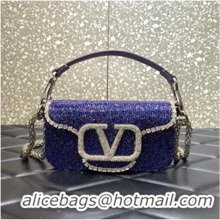 Top Quality VALENTINO MINI LOCO imitation crystal shoulder bag WB0K53SL dark purple