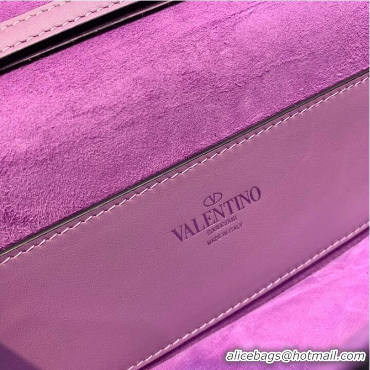 Top Quality VALENTINO MINI LOCO imitation crystal shoulder bag WB0K53SL dark purple