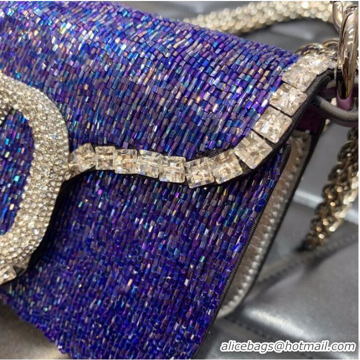 Top Quality VALENTINO MINI LOCO imitation crystal shoulder bag WB0K53SL dark purple