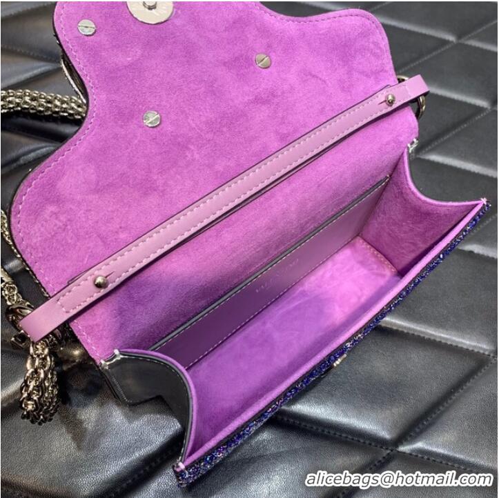 Top Quality VALENTINO MINI LOCO imitation crystal shoulder bag WB0K53SL dark purple